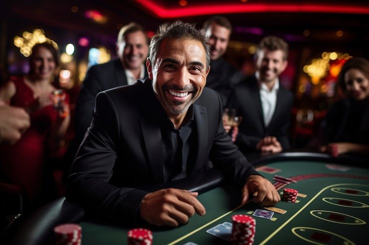 Antarmuka permainan poker tulang 4d di perangkat mobile dengan meja kartu dan tombol action